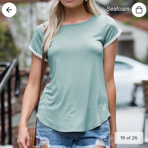 Slate blue pom-pom detail shirt. - Picture 3 of 4